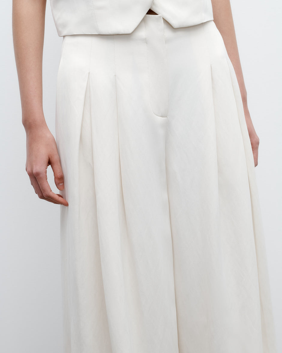 TWP Bone Drew Pant in Coated Viscose Linen view 3