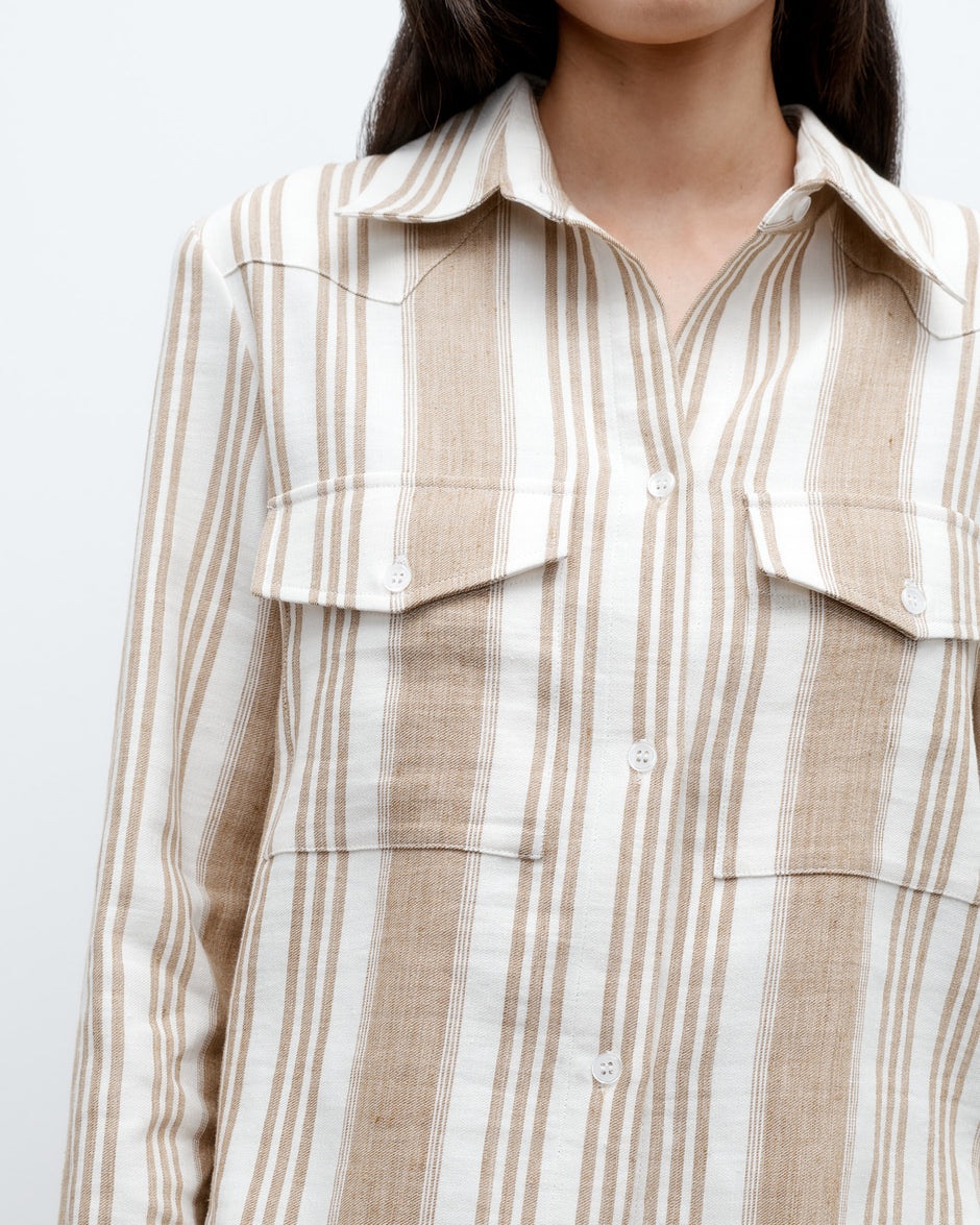 TWP White/khaki New Carter Top in Tosca Barre Linen view 2