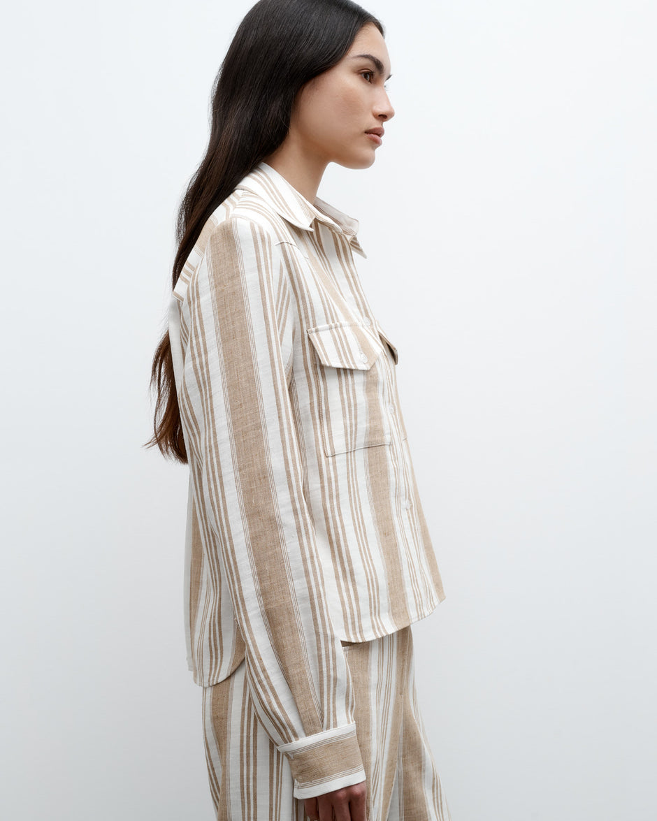 TWP White/khaki New Carter Top in Tosca Barre Linen view 4