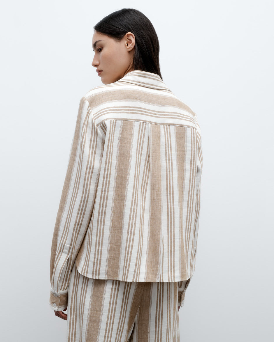 TWP White/khaki New Carter Top in Tosca Barre Linen view 5