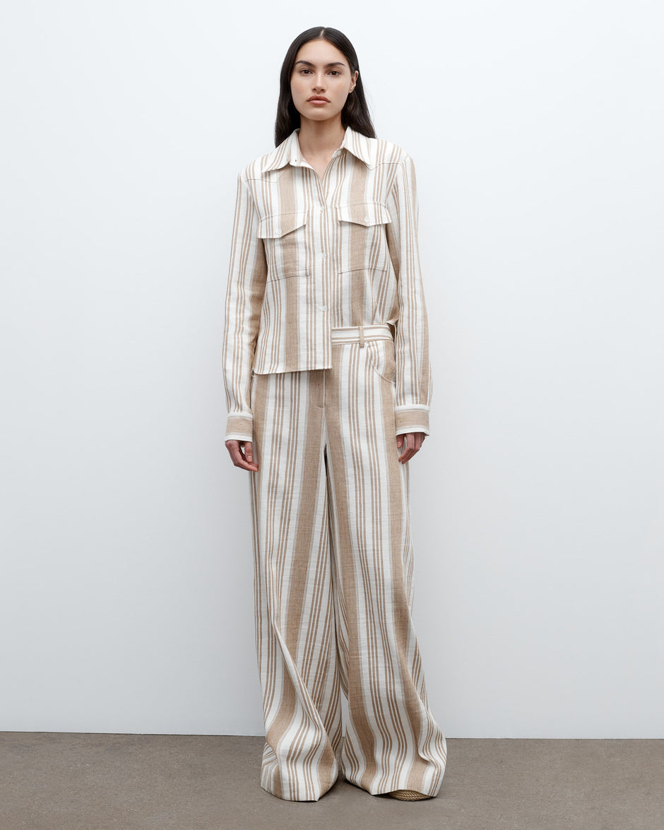 TWP White/khaki New Carter Top in Tosca Barre Linen view 3