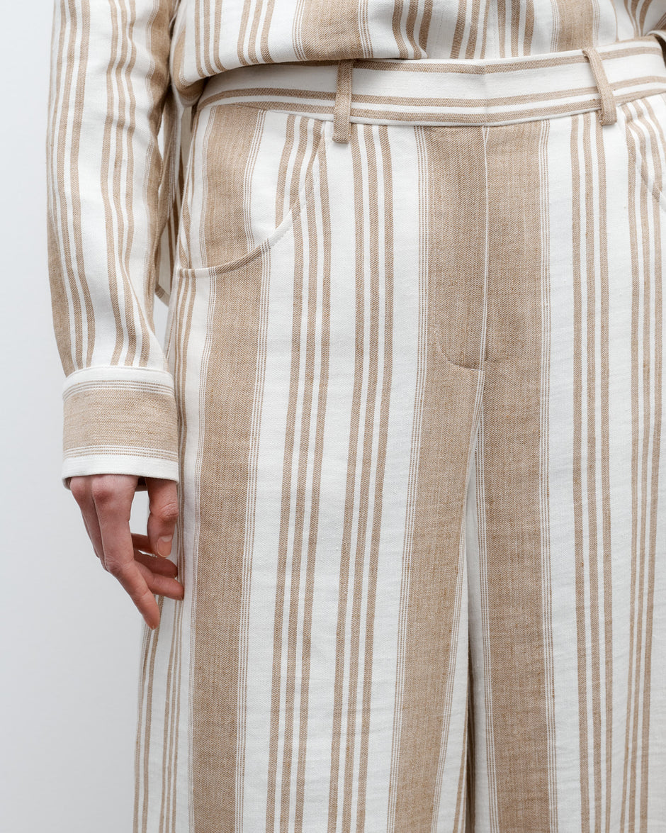 TWP White/khaki Demie Trouser in Tosca Barre Linen view 4