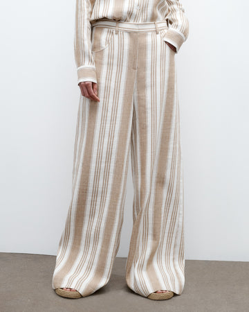 TWP White/khaki Demie Trouser in Tosca Barre Linen view 3