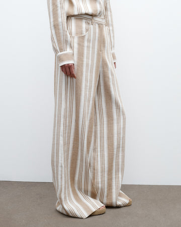 TWP White/khaki Demie Trouser in Tosca Barre Linen view 2