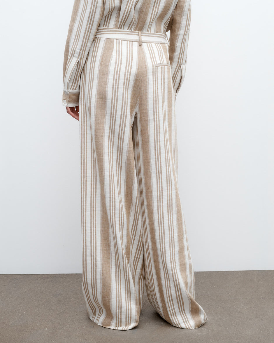 TWP White/khaki Demie Trouser in Tosca Barre Linen view 5