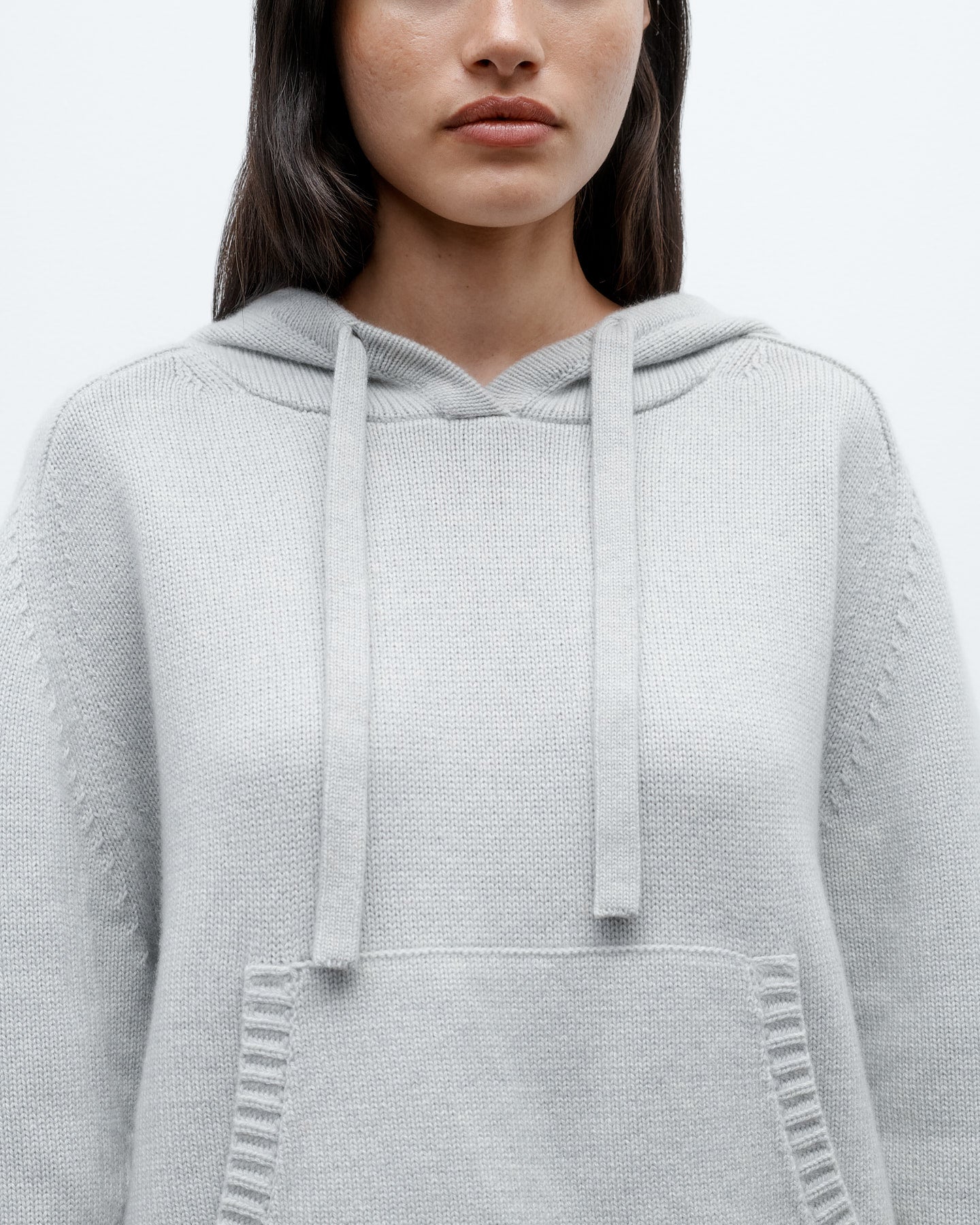 TWP White heather grey Saddle Crew Hoodie in Cashmere view 4