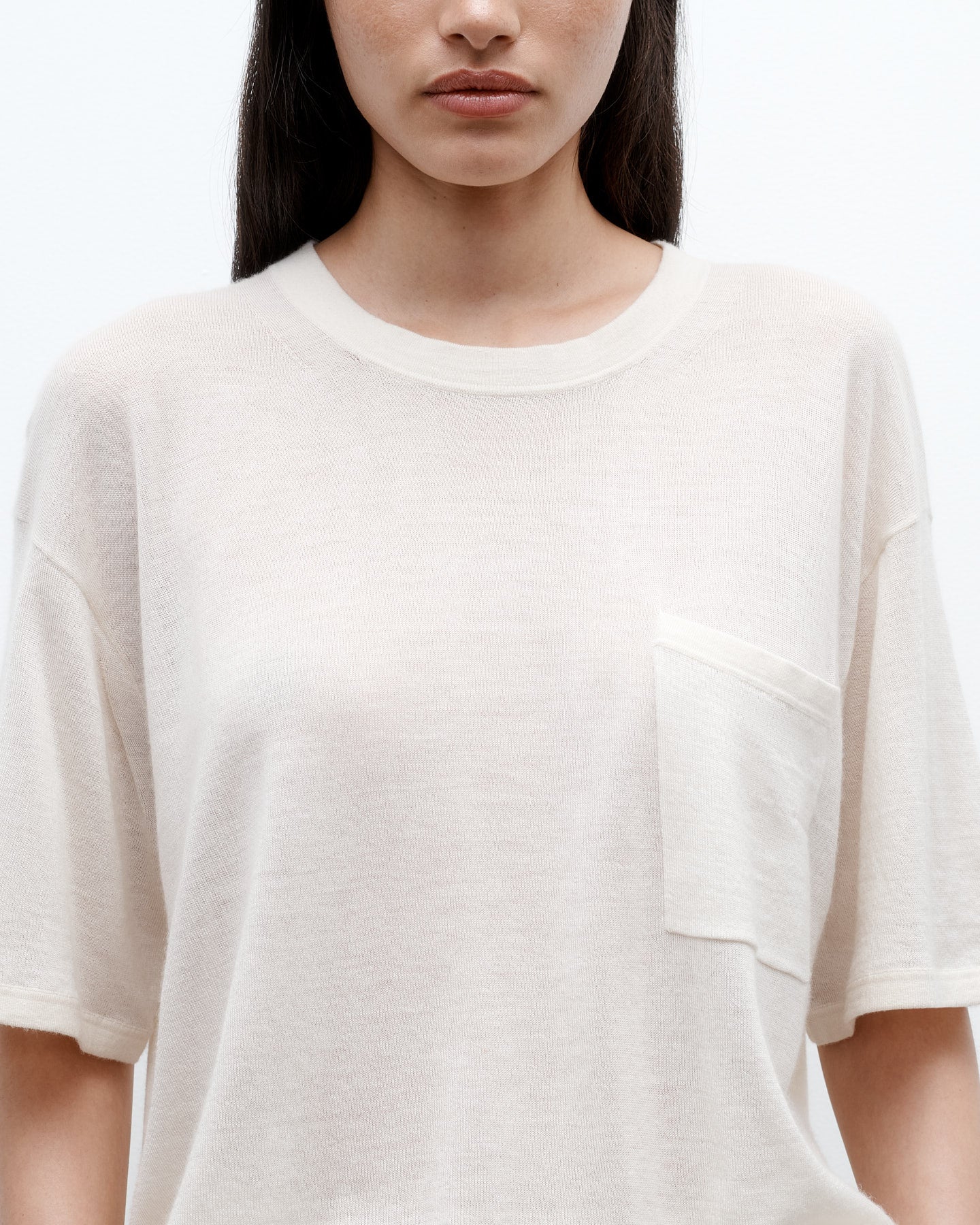 TWP Ivory Knit Big Boy Tee in Skye Cashmere view 5