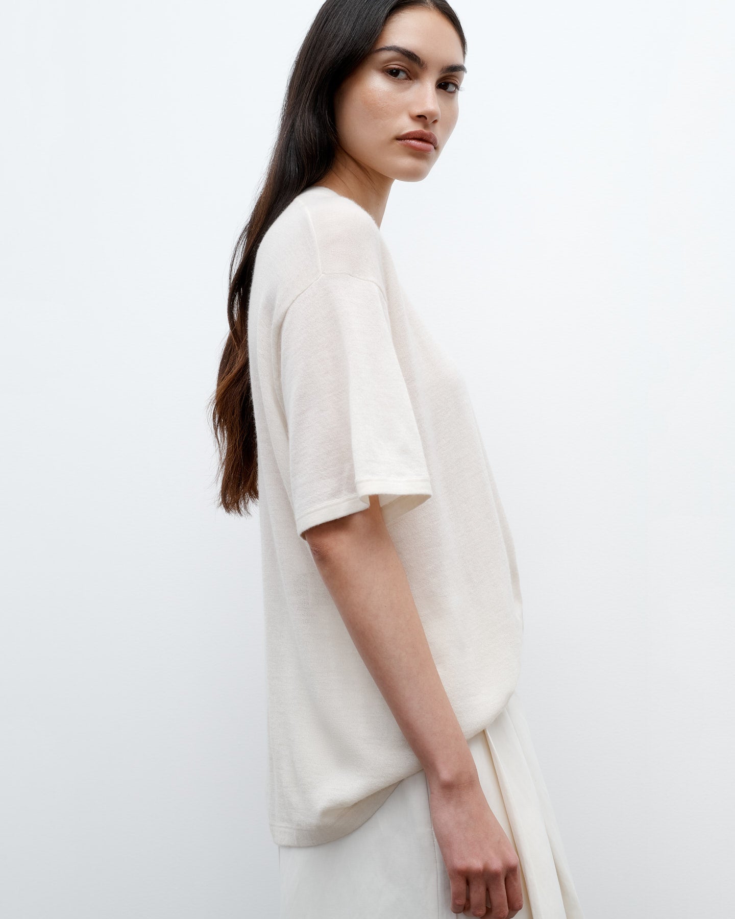 TWP Ivory Knit Big Boy Tee in Skye Cashmere view 2