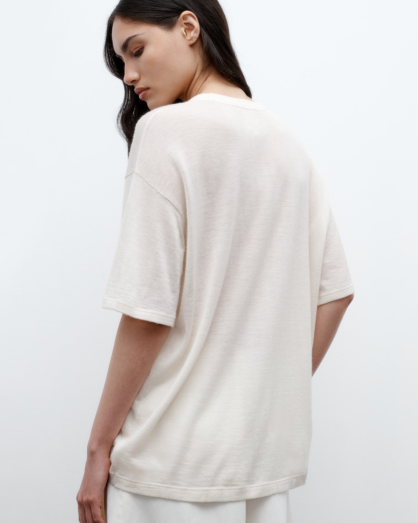 TWP Ivory Knit Big Boy Tee in Skye Cashmere view 4