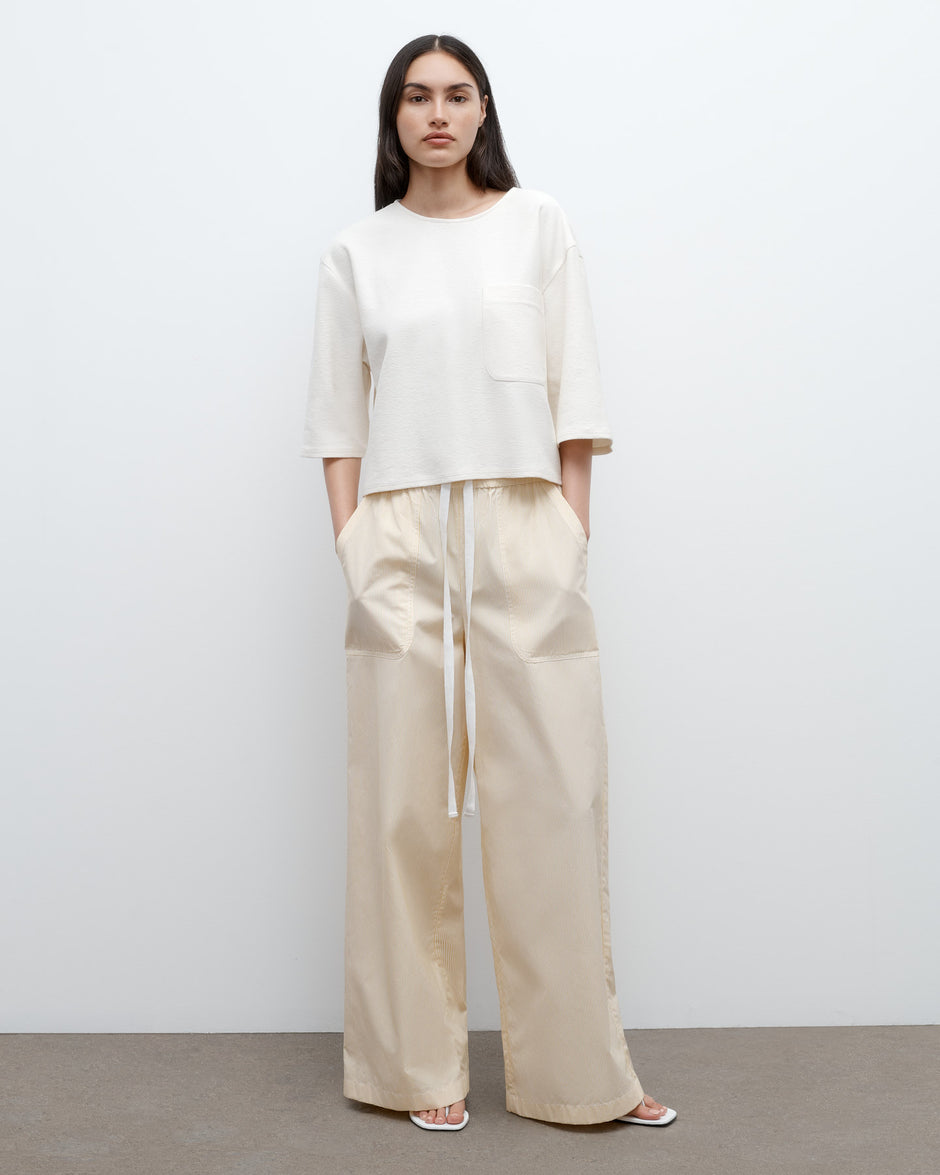 TWP Ivory / yellow Main St. Pant in Banker Stripe Cotton view 2