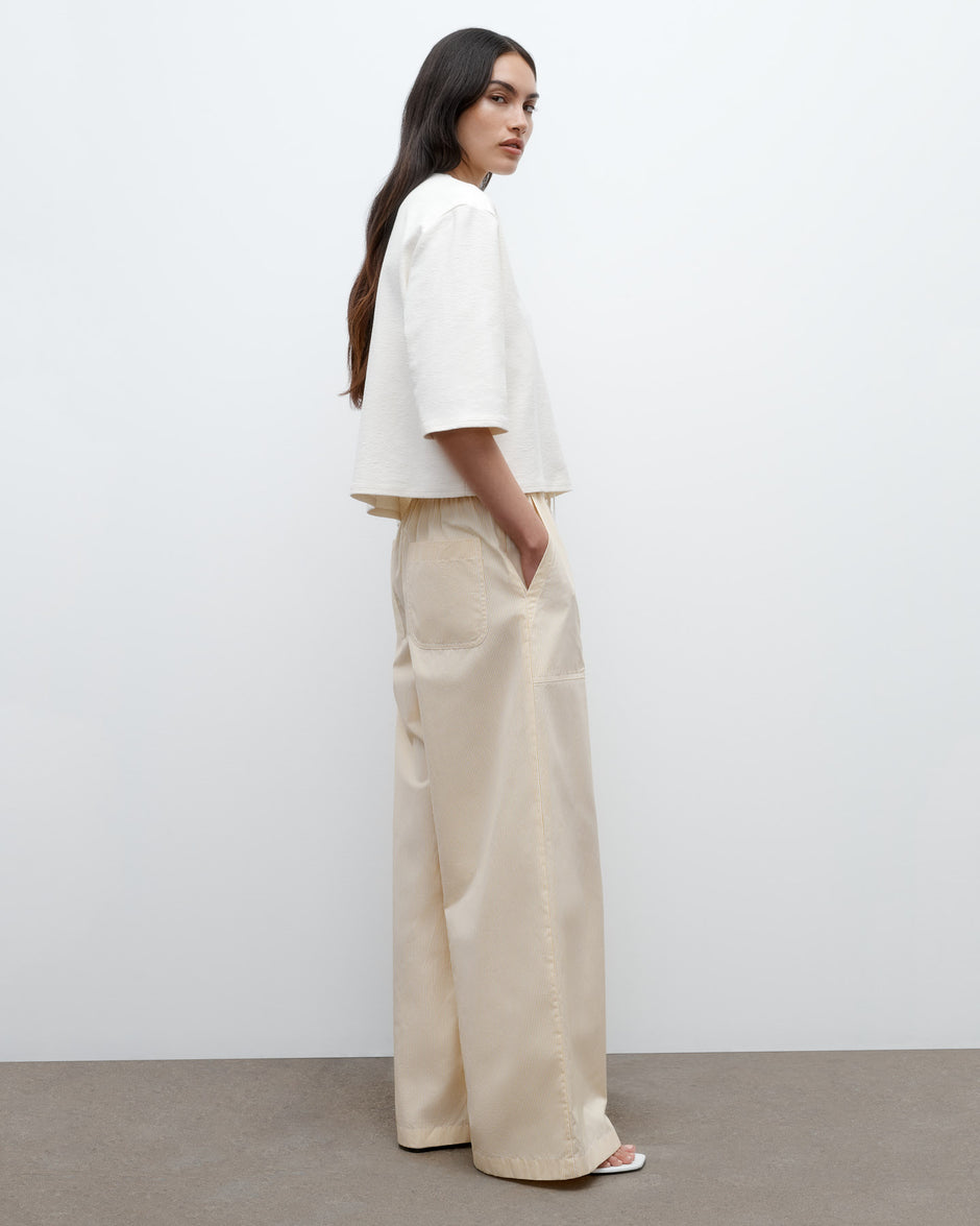 TWP Ivory / yellow Main St. Pant in Banker Stripe Cotton view 5