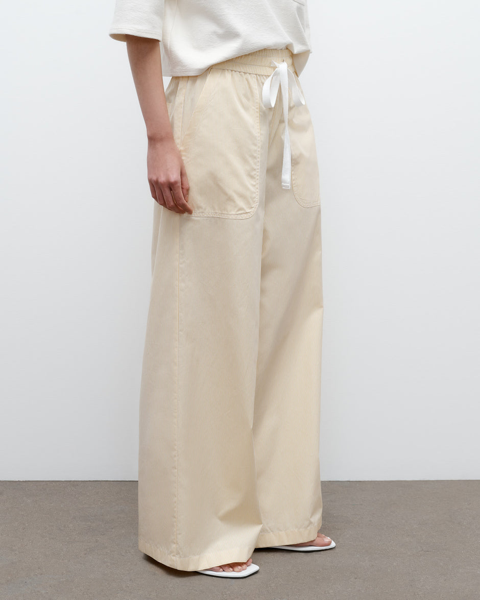 TWP Ivory / yellow Main St. Pant in Banker Stripe Cotton view 3