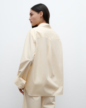 TWP Ivory / yellow Next Morning Shirt in Cotton Banker Stripe view 5