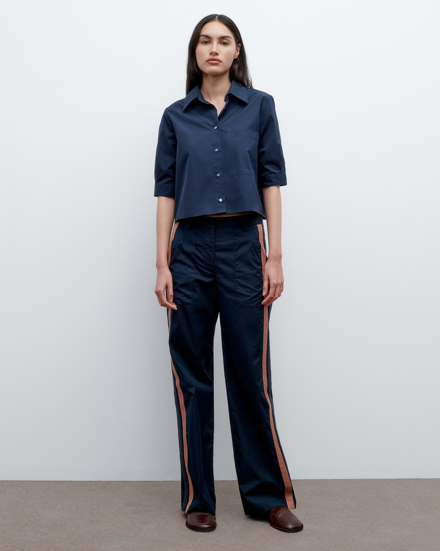 TWP Midnight Short Lived Top in Vintage Washed Poplin view 2