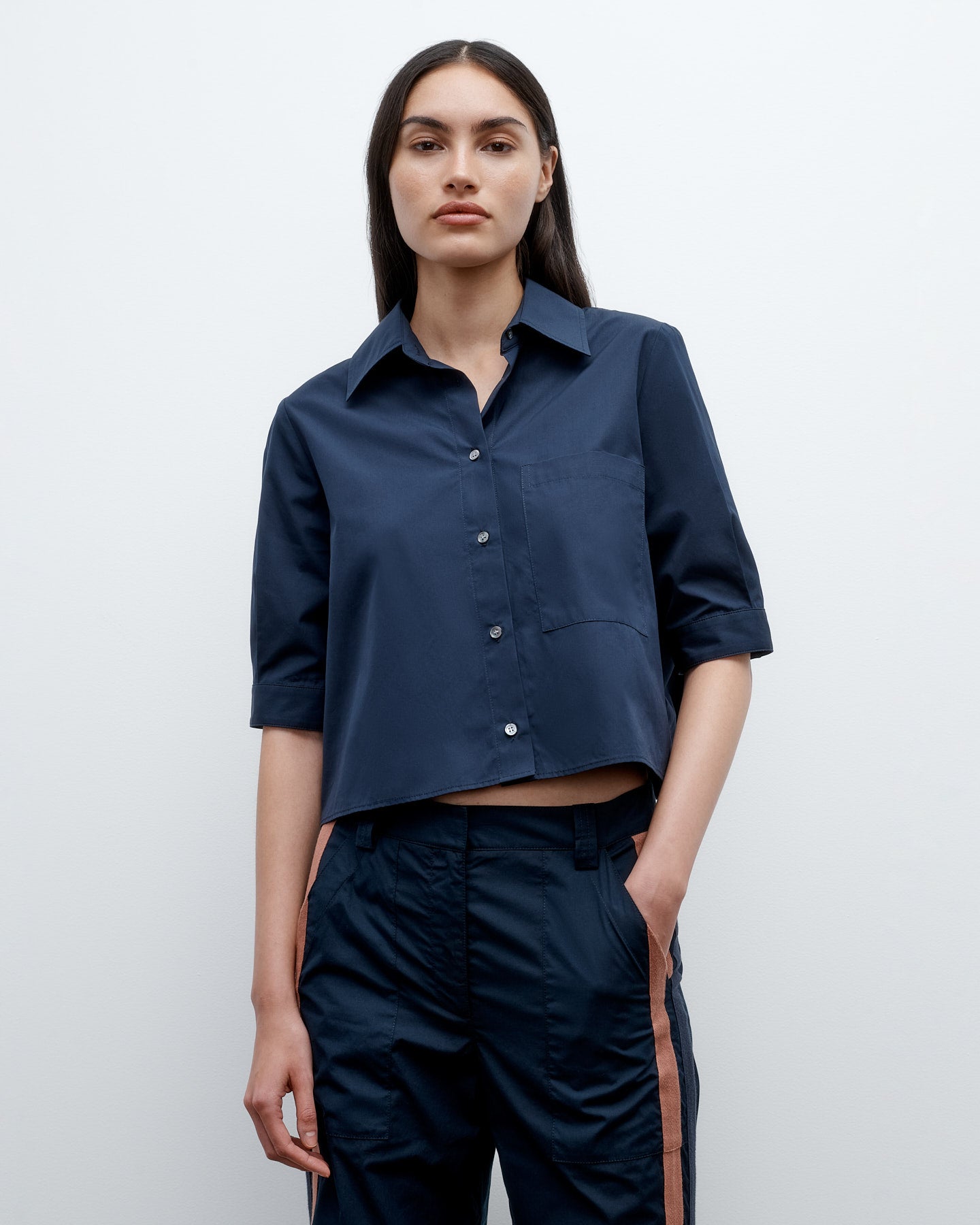 TWP Midnight Short Lived Top in Vintage Washed Poplin view 1