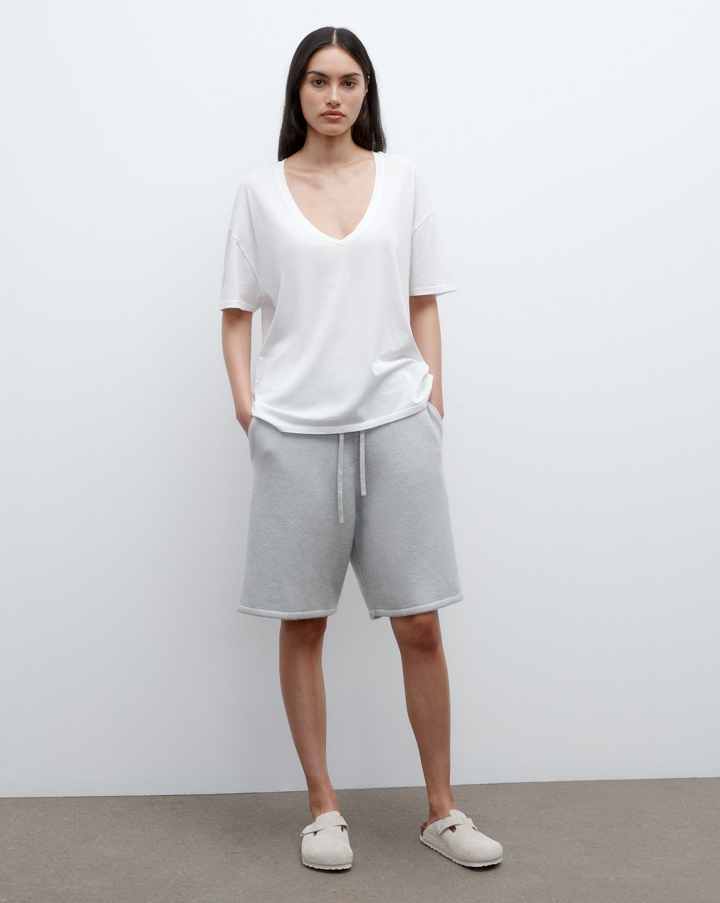 TWP White Deep V Tee in Supima Cotton view 2