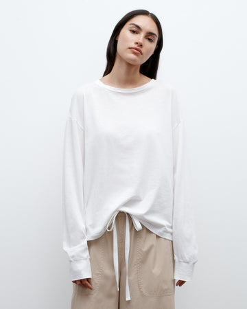 TWP White Slouchy Long Sleeve in Supima Cotton view 1