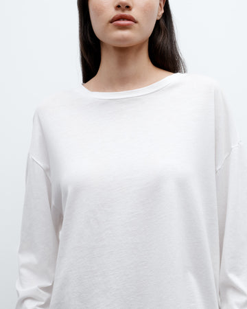 TWP White Slouchy Long Sleeve in Supima Cotton view 4