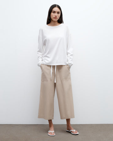 TWP White Slouchy Long Sleeve in Supima Cotton view 3