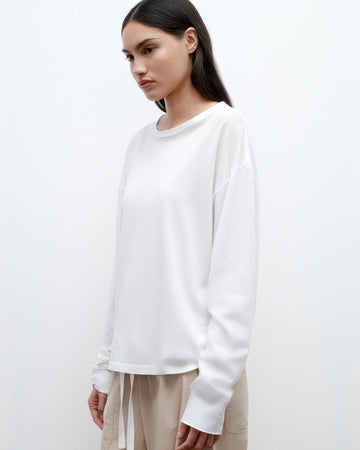 TWP White Slouchy Long Sleeve in Supima Cotton view 2