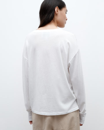 TWP White Slouchy Long Sleeve in Supima Cotton view 5