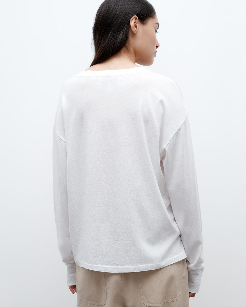 TWP White Slouchy Long Sleeve in Supima Cotton view 5