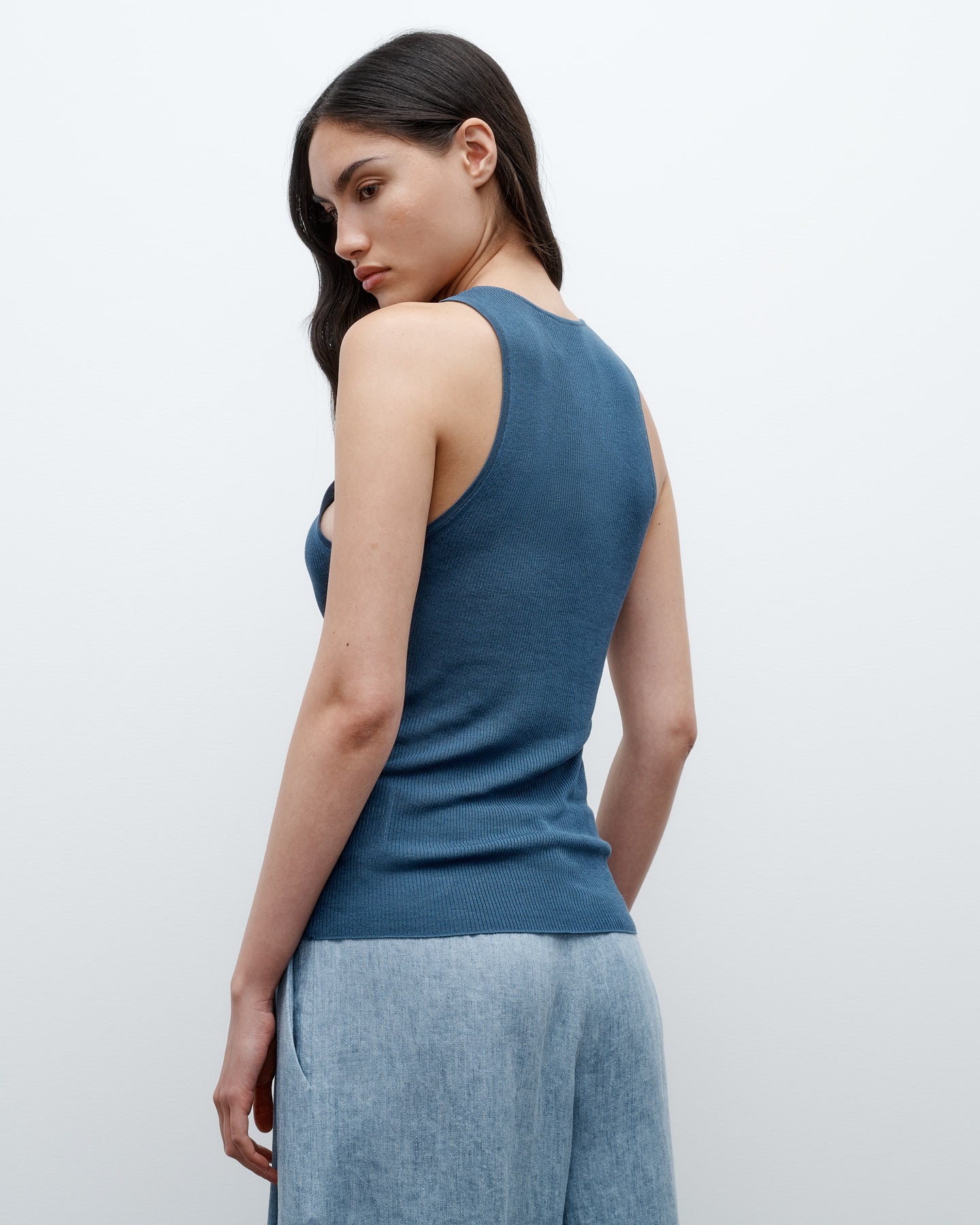 TWP Indigo Harbor Tank in Viscose Silk view 4