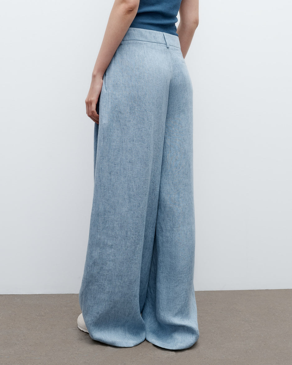 TWP Light indigo Next Didi Pant in Lightweight Washed Hemp Denim view 4