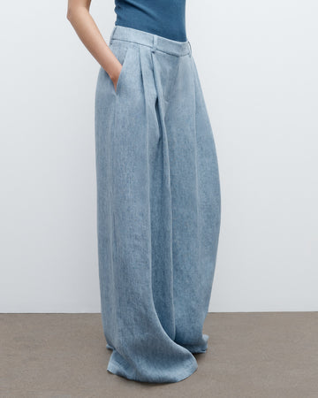 TWP Light indigo Next Didi Pant in Lightweight Washed Hemp Denim view 2
