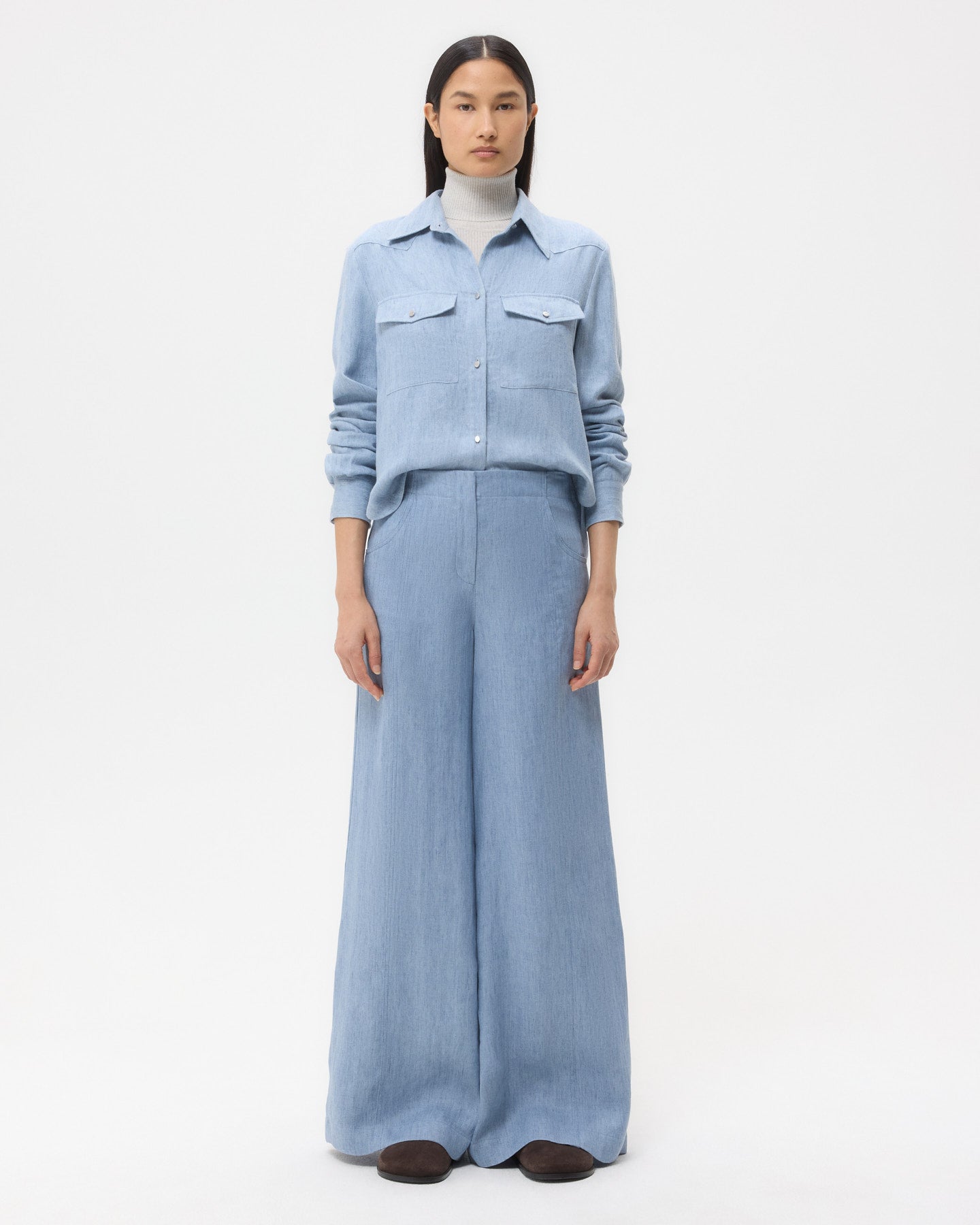 TWP Light indigo Demie Pant in Lightweight Washed Hemp Denim view 6
