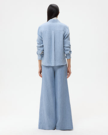 TWP Light indigo Demie Pant in Lightweight Washed Hemp Denim view 5
