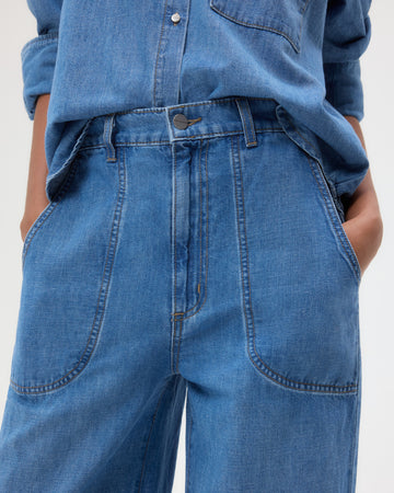 TWP Vintage wash Mecox Beach Pant in Linen Cotton Denim view 2