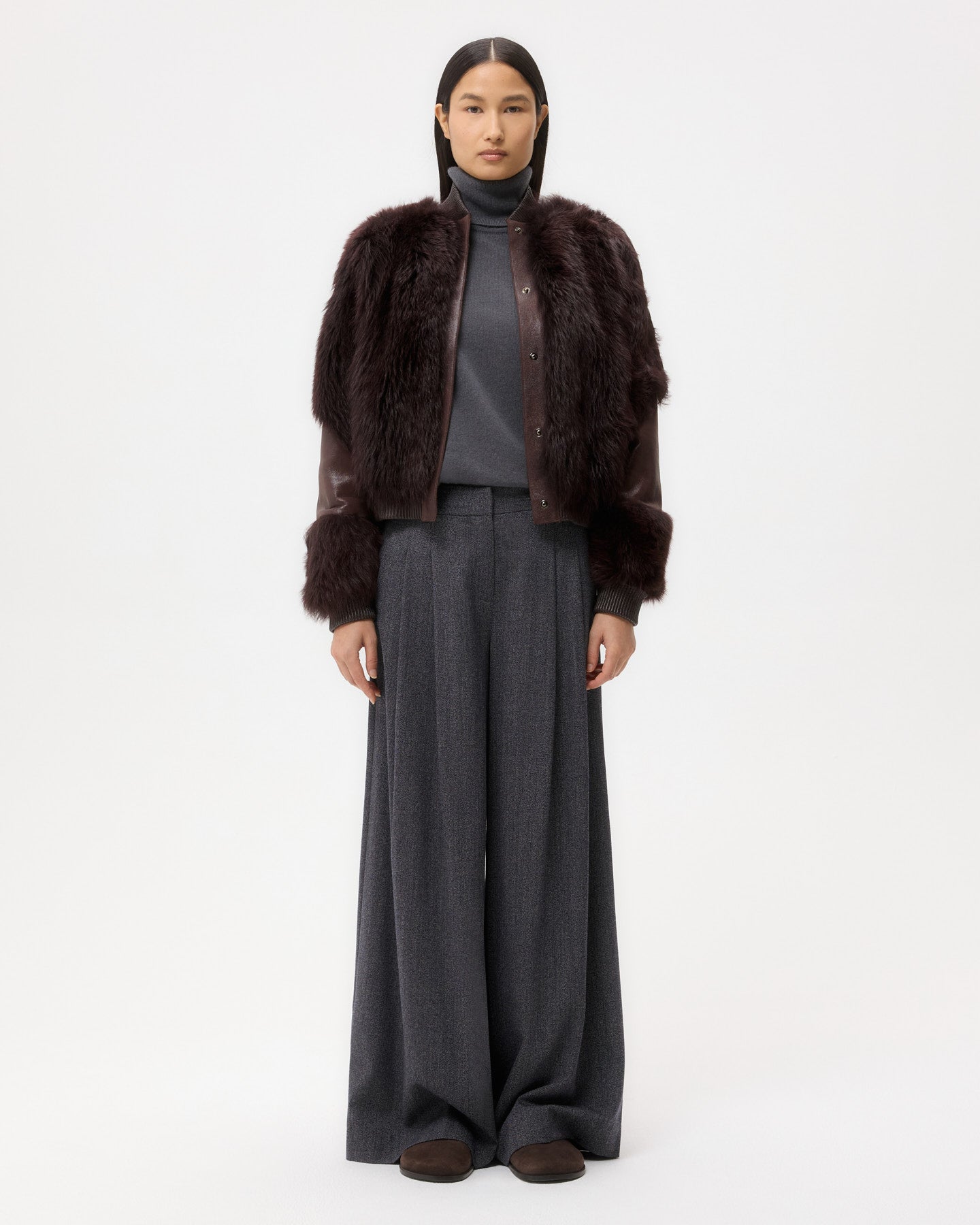 TWP Deep red wine Marnie Jacket in Shearling view 6