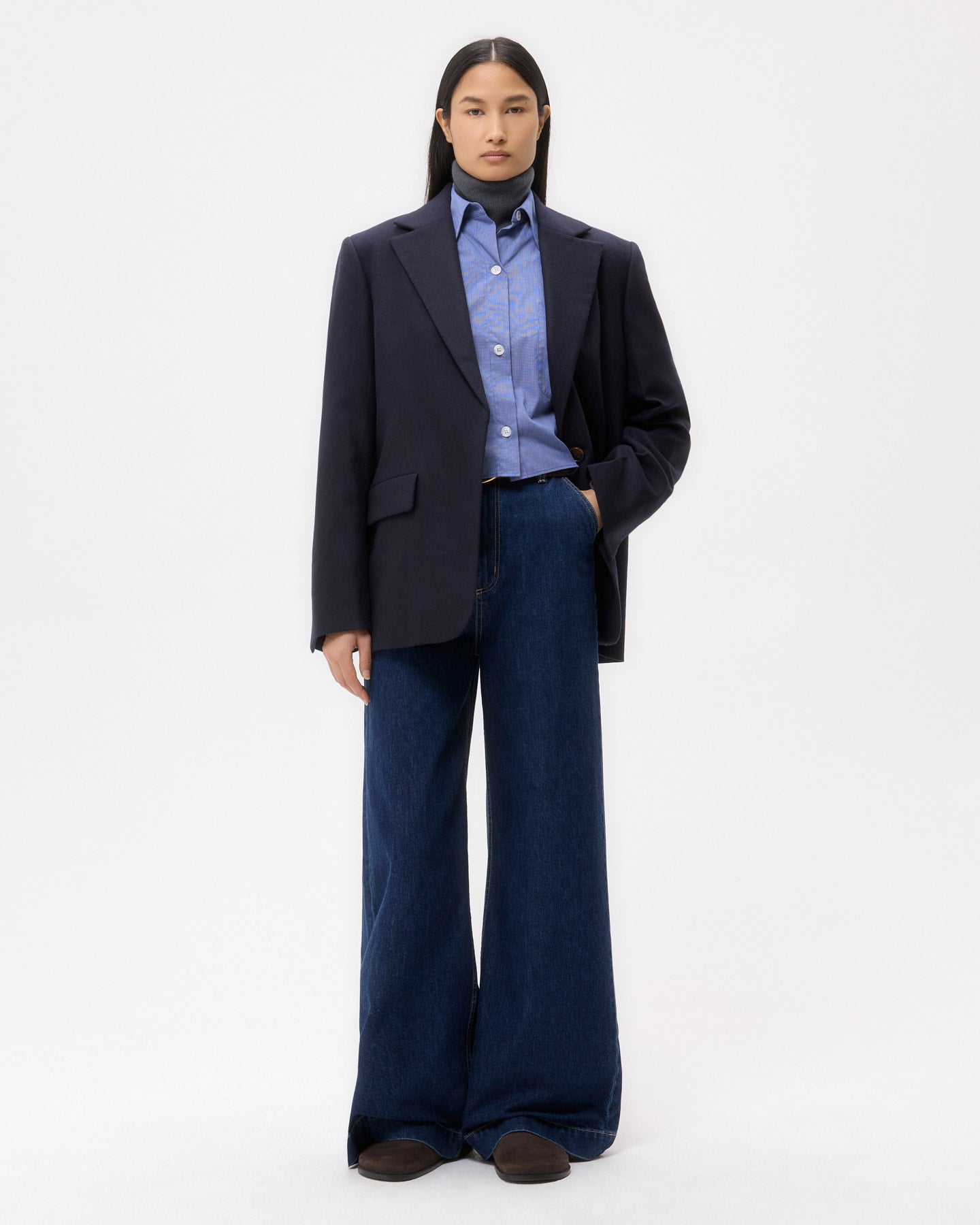 TWP Midnight Jillian Blazer in Wool Flannel view 3