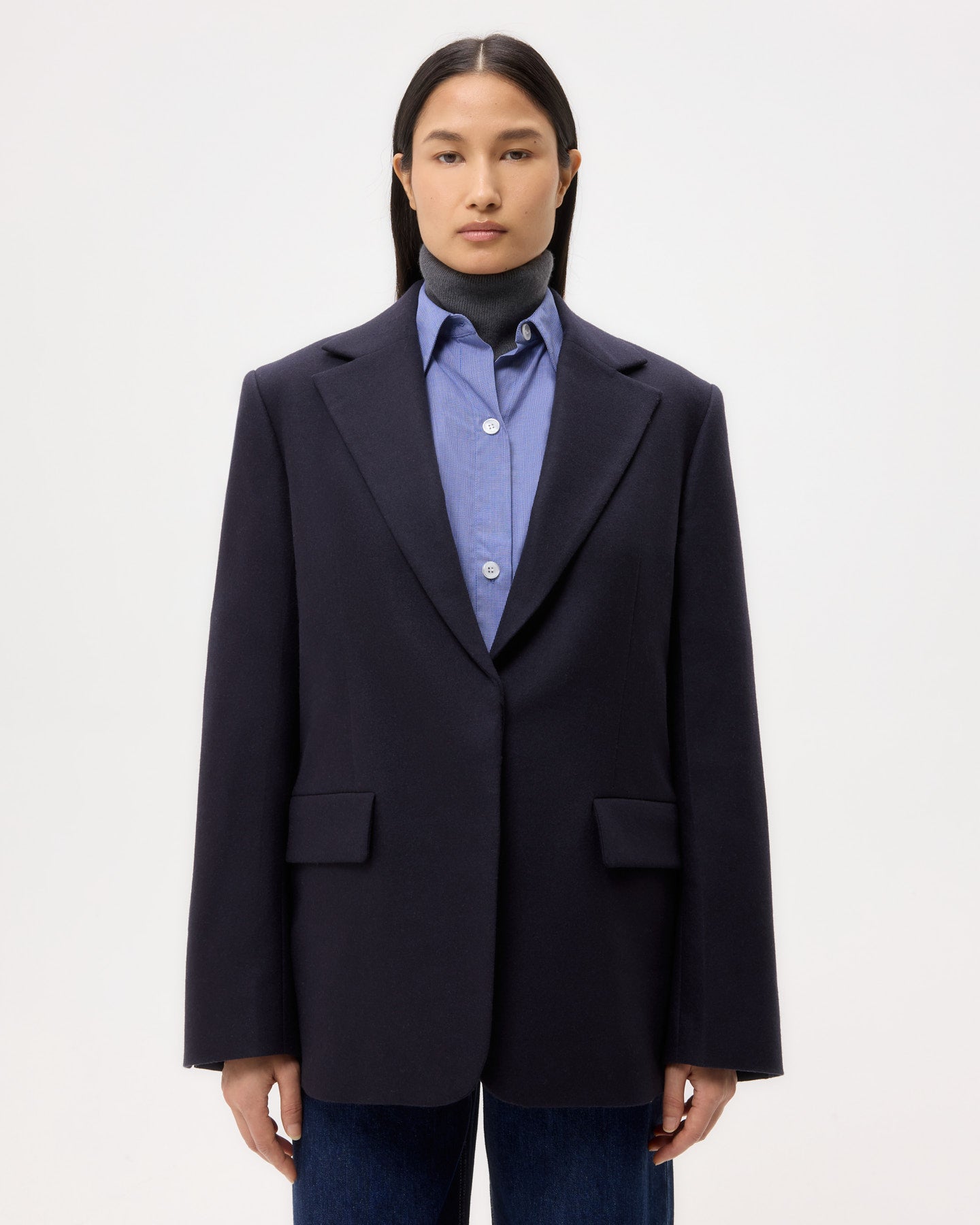 TWP Midnight Jillian Blazer in Wool Flannel view 2