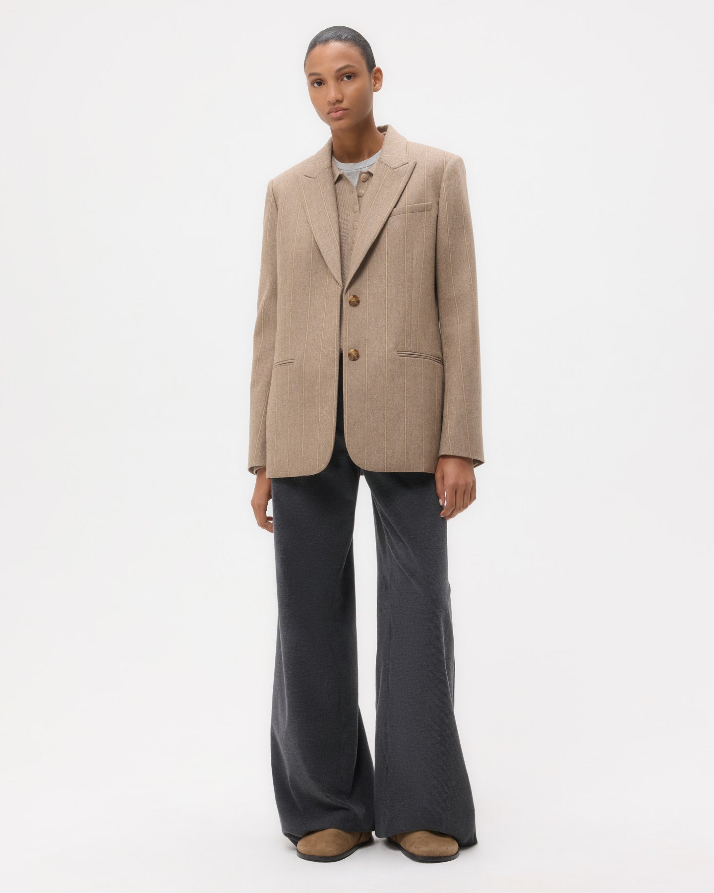TWP Timber wolf mult Sweet Pea Blazer Without Pintuck in Stretch Wool view 1