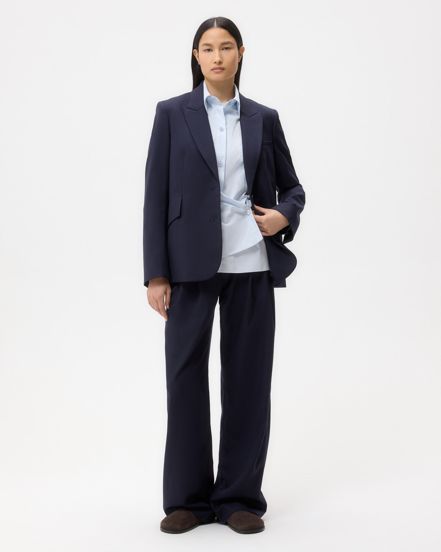 TWP Midnight Perfect Boyfriend Blazer in Micro Herringbone Suiting view 2