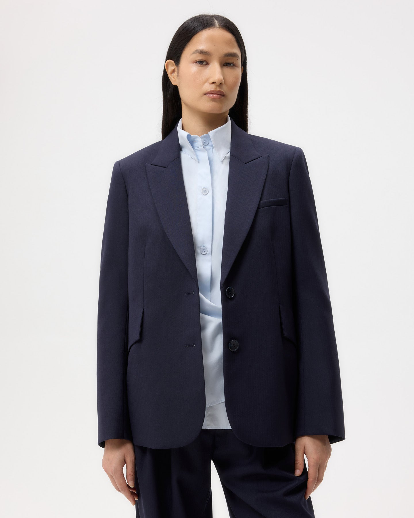 TWP Midnight Perfect Boyfriend Blazer in Micro Herringbone Suiting view 1