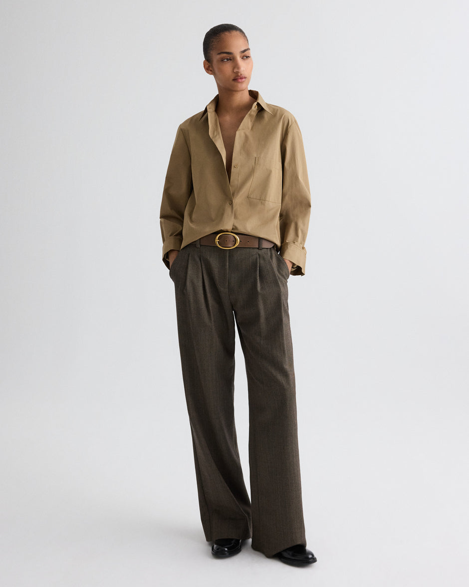 TWP Taupe Sulli Pant in Stretch Wool view 3