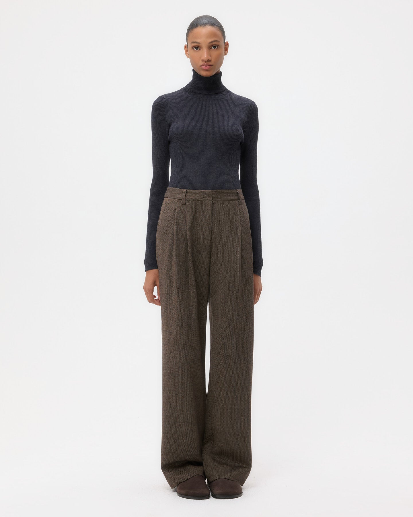 TWP Taupe Sulli Pant in Stretch Wool view 6
