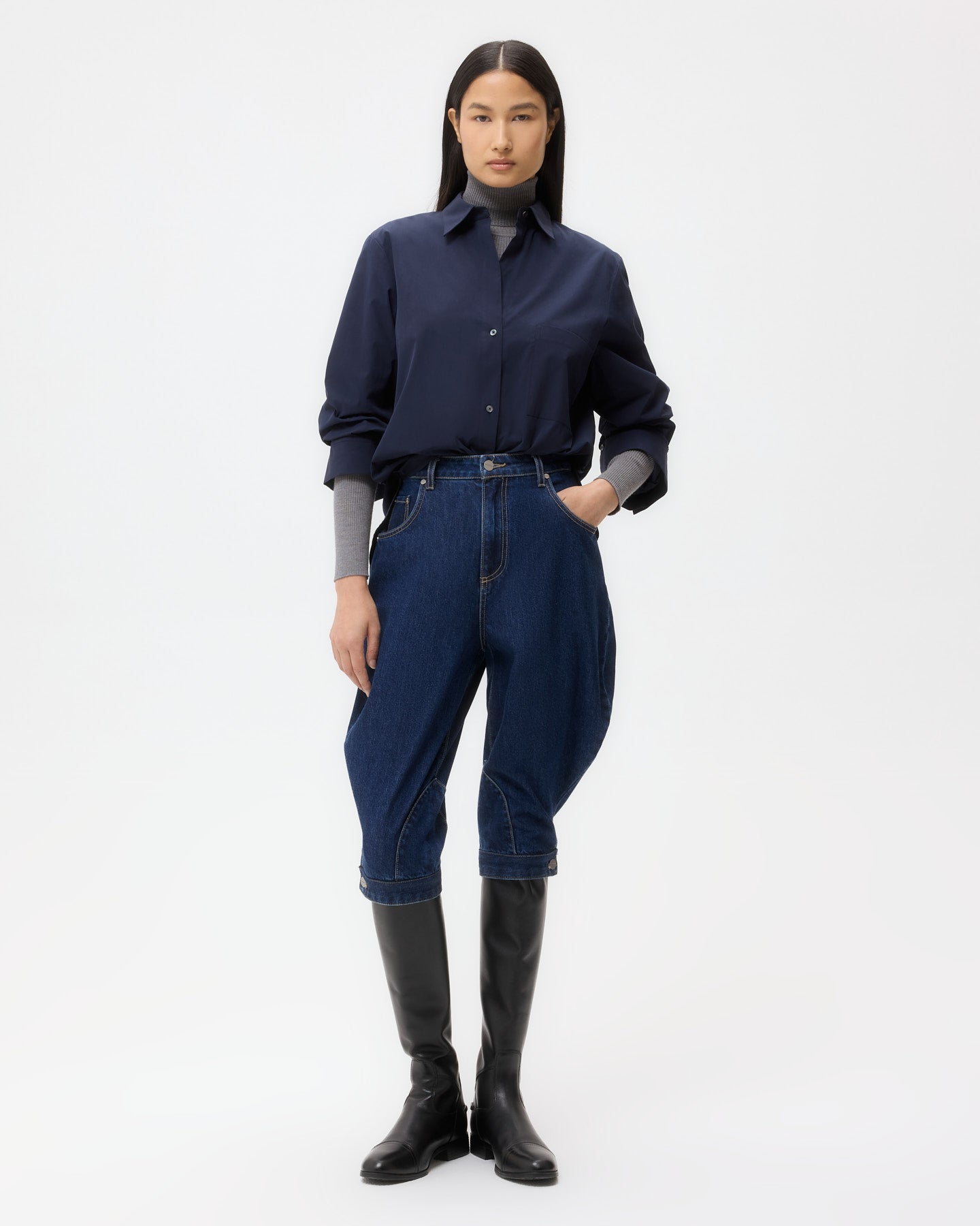 TWP Dark stone Jodhpur in Denim view 2