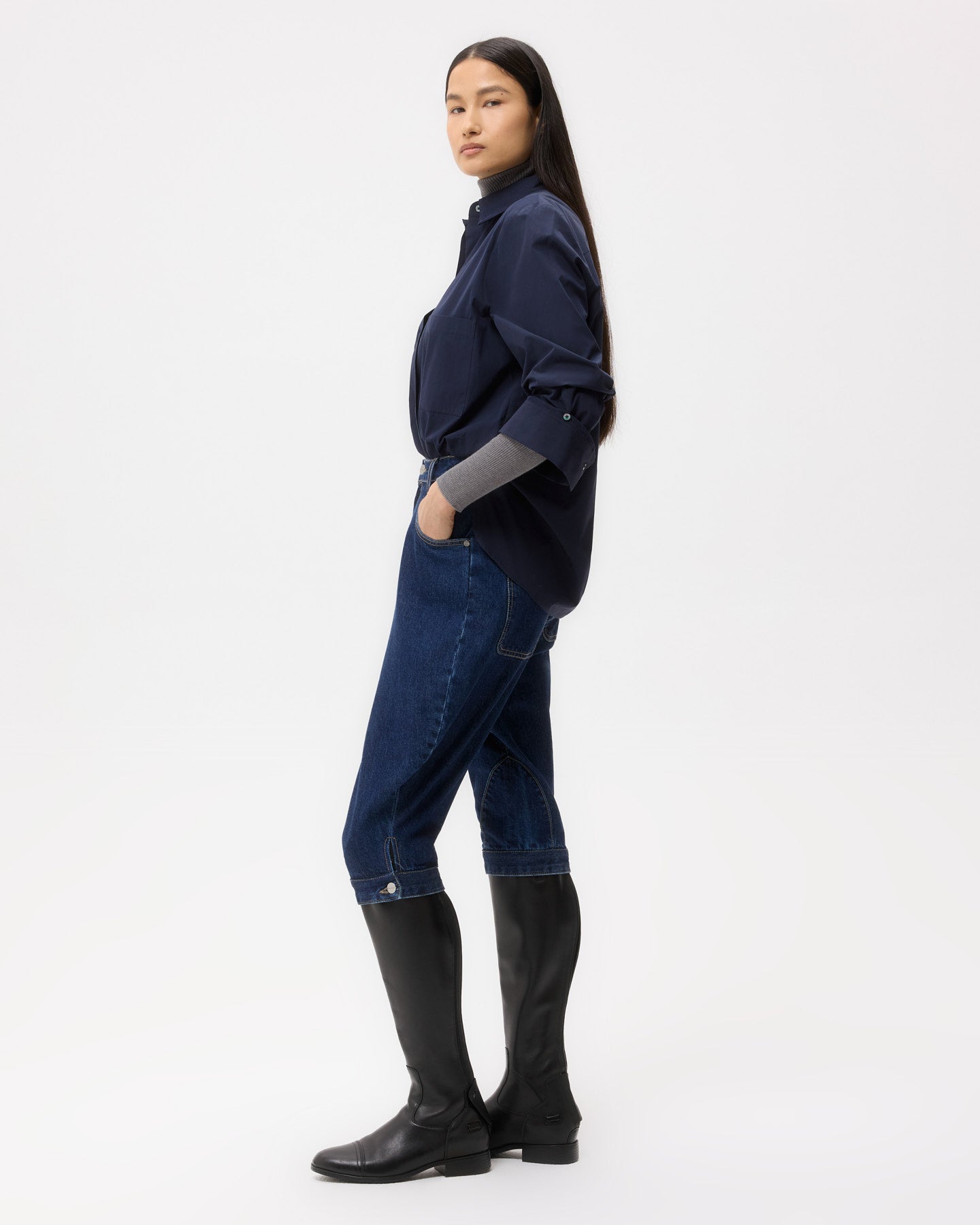 TWP Dark stone Jodhpur in Denim view 4