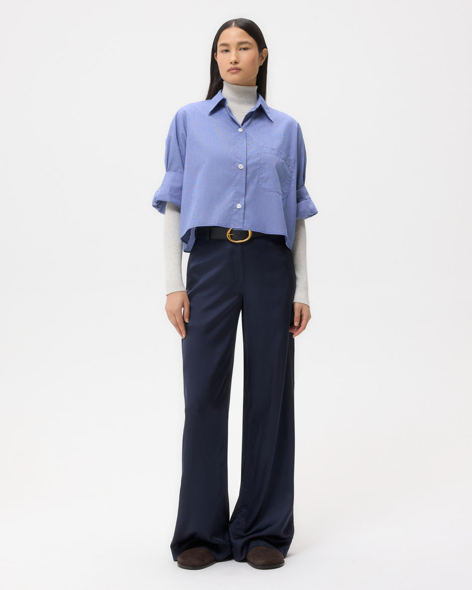 TWP Parisian night Downing in Pant Hammered Viscose Satin view 3