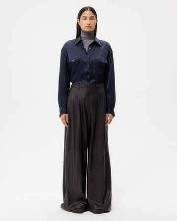 TWP Dark midnight Avery Pant in Leather view 6