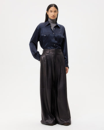 TWP Dark midnight Avery Pant in Leather view 2