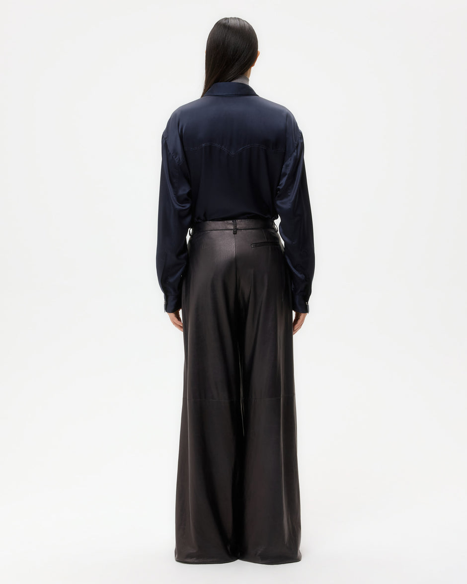 TWP Dark midnight Avery Pant in Leather view 5