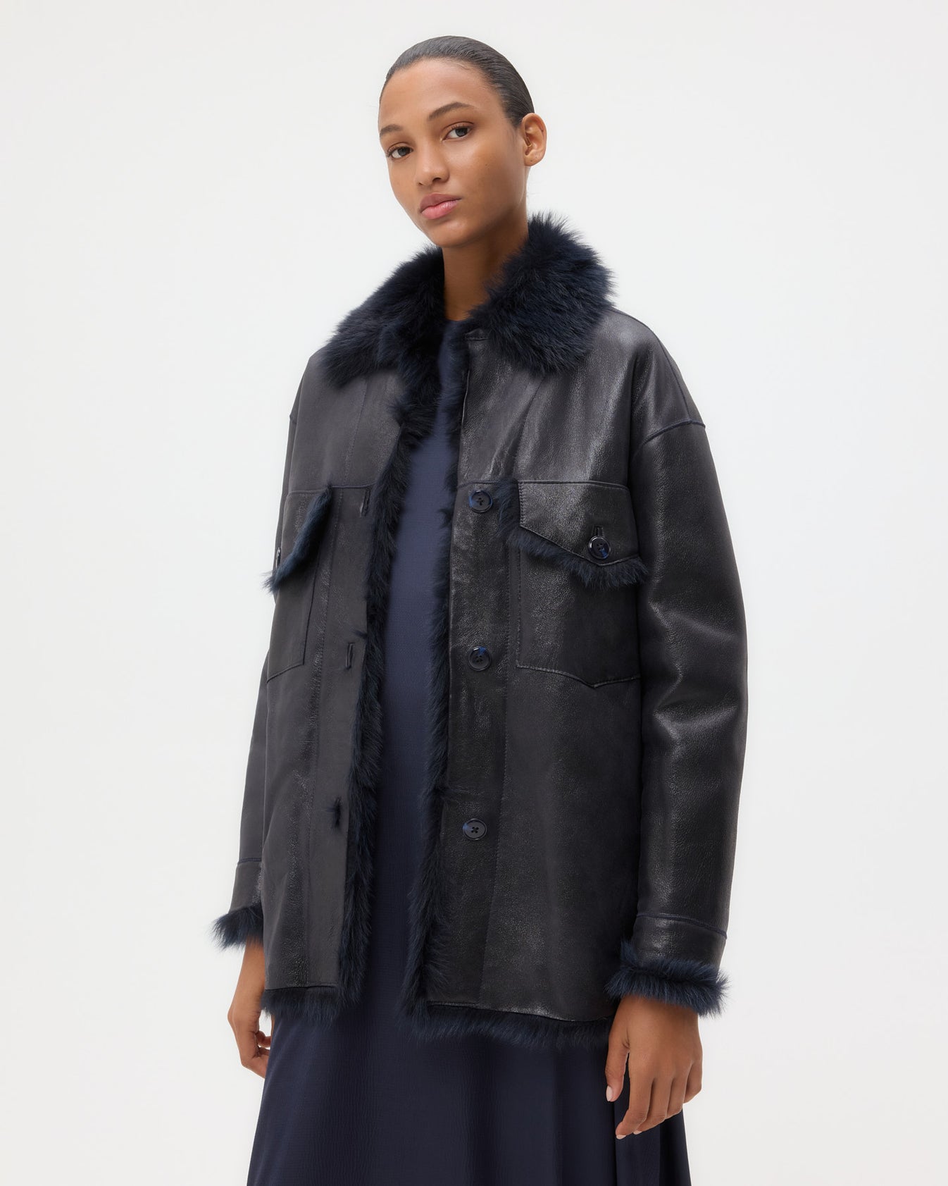 TWP Midnight Aspen Jacket in Shearling view 3