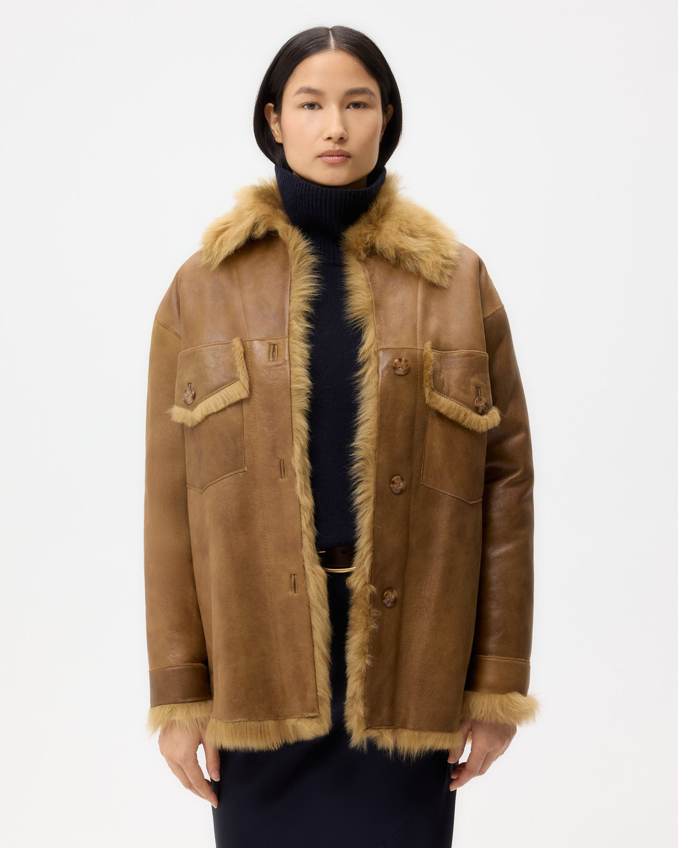 TWP Toasted coconut Aspen Jacket in Shearling view 2