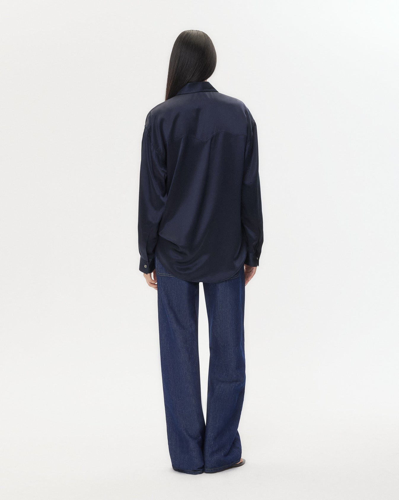 TWP Midnight Dutton Shirt in Silk Charmeuse view 7