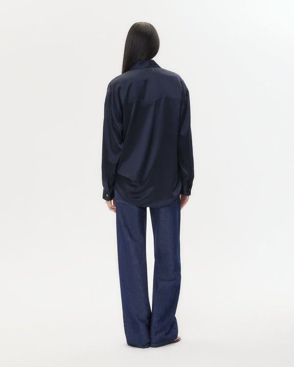 TWP Midnight Dutton Shirt in Silk Charmeuse view 7